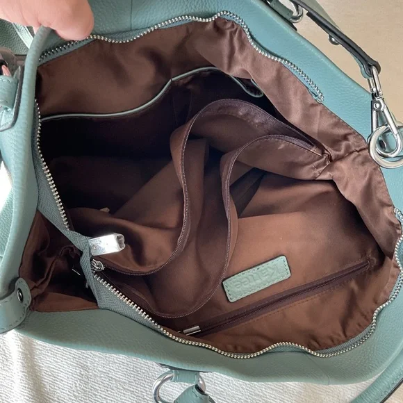 Chic Teal Leather Shoulder Bag - Picture 6 of 7